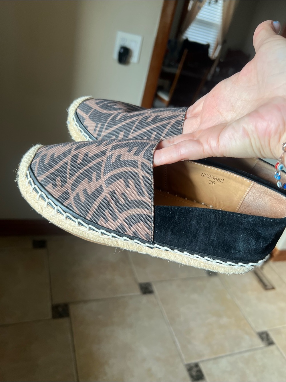 Fendi Espadrille Slip-On Loafer in Black and Brown